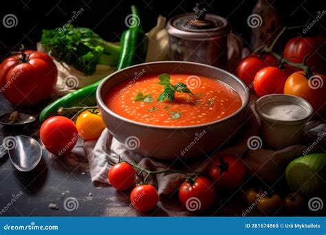 Gazpacho, A Refreshing Symphony of Cold Vegetables and Tangy Tomatoes!